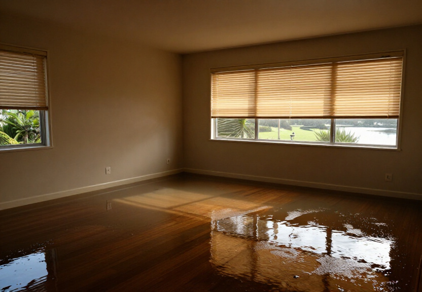 Flooded commercial space in Lalor Park before restoration