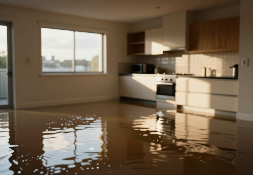Flooded basement in Lalor Park before water extraction